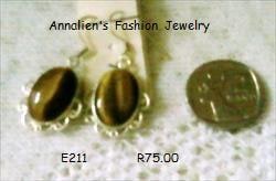 Sterling silver and genuine tiger eye earrings
