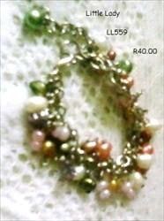 Little Lady cutest silver chain and pearly charm bracelet with claw clasp and ext. chain