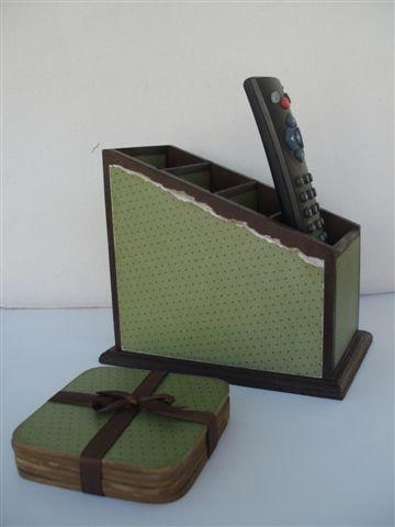 Remote control holder and coasters