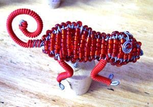 Hand-made and unique chameleon bottle stopper.