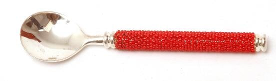 Sugar Spoon Silverplated - Beaded Handle