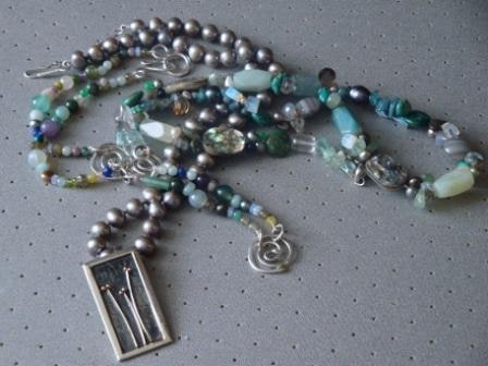 Silver, pearls and semi-precious stones