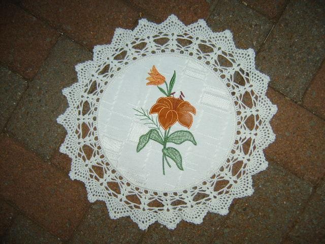 Lily Embroidered Doily