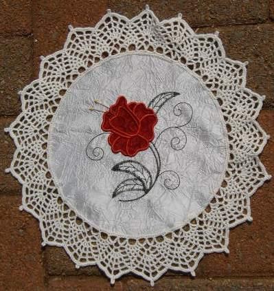 Flower Embroidered Doily