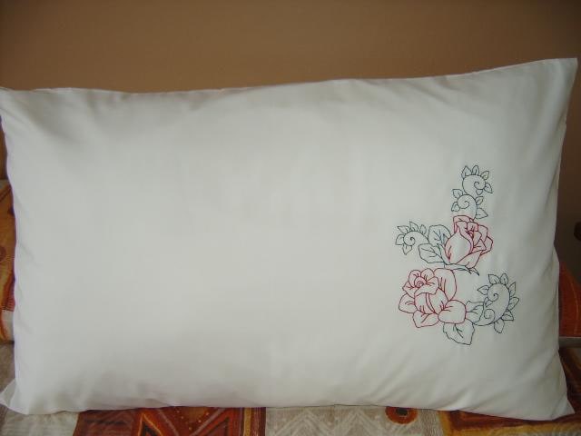 Rose Embroidered Pillow Case