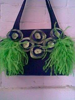 Bag with flowers and ostritch feathers