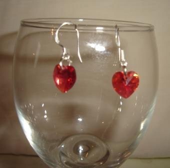 RED SILVER SWAROVSKI EARRINGS