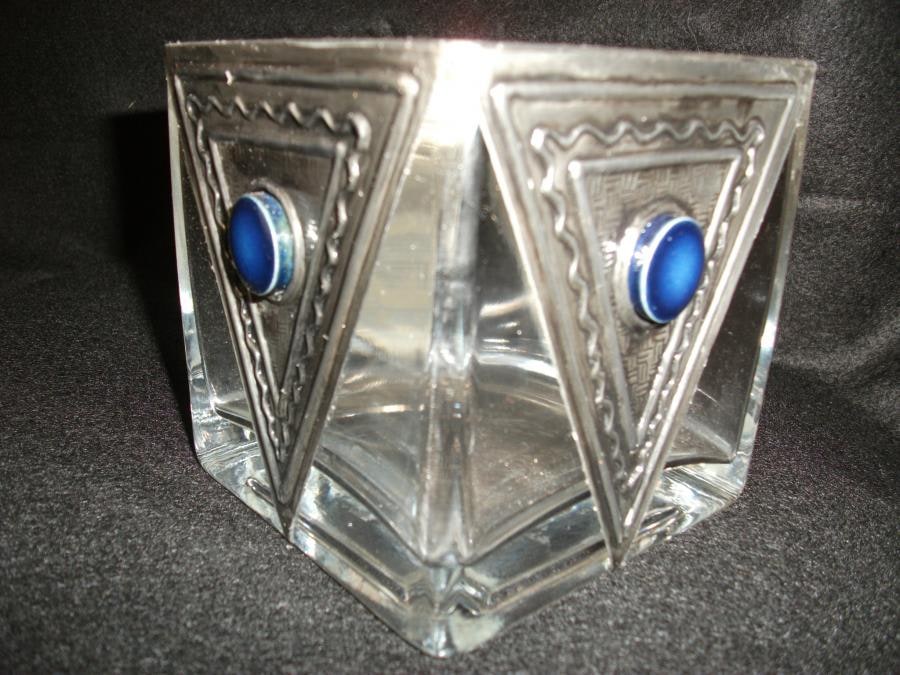 Pewter and glass vase