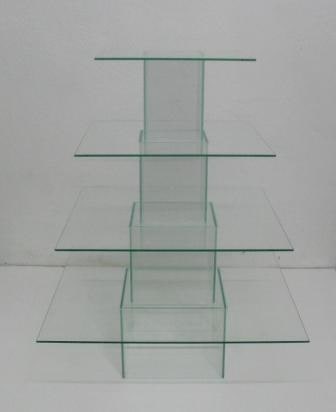 4 Tier Square Glass Cupcake Stand