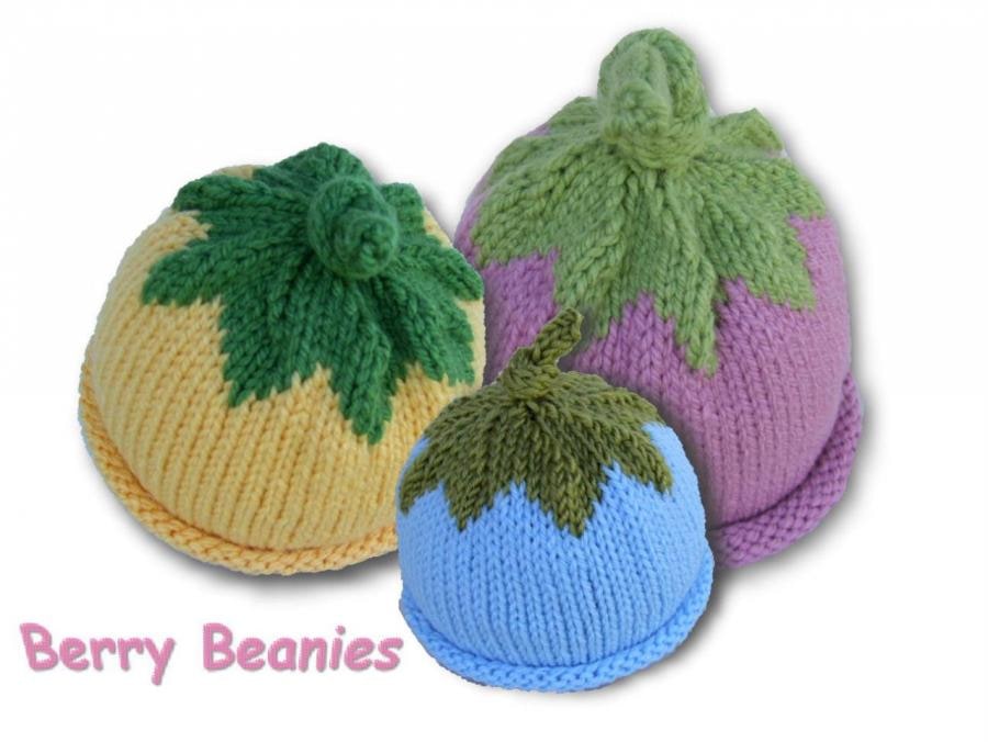 Hand knit berry beanies.