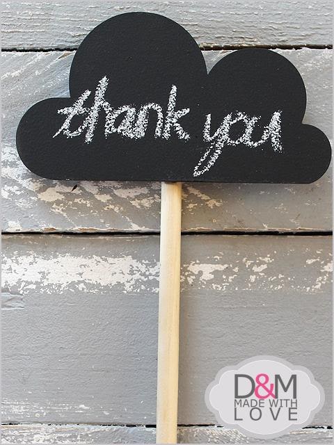 Cloud chalkboard on stick R10. Also avaliable in a heart or speech bubble shape and in a variety of colors.