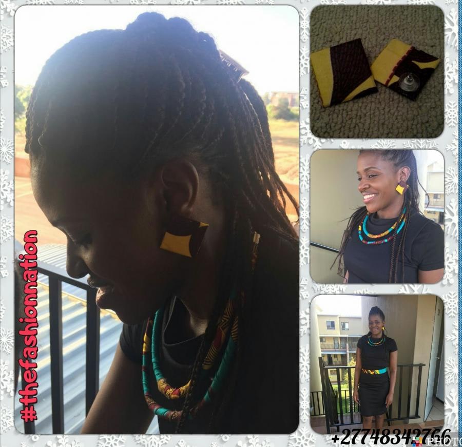 Sample African Print earrings, belt and neckpiece