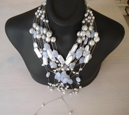 Blue Agate and Pearls